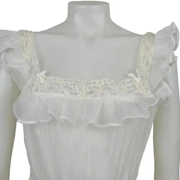 Vintage  60's Peignoir Negligee Lingerie Sheer Nighie White Lace Size Large - Picture 3 of 13